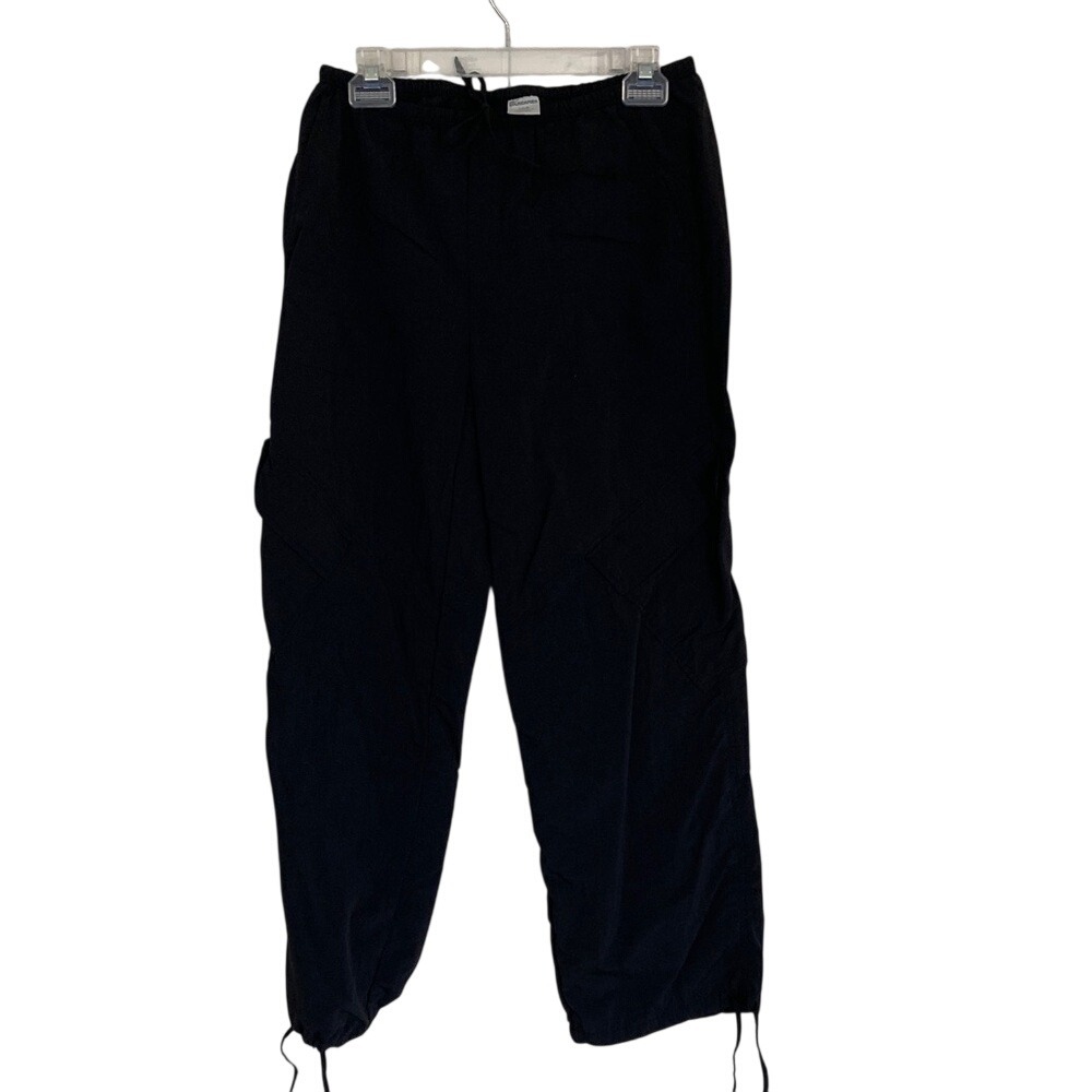 No Boundaries Womens Cargo Parachute Black Pants Size Small Tie Waist Streetwear